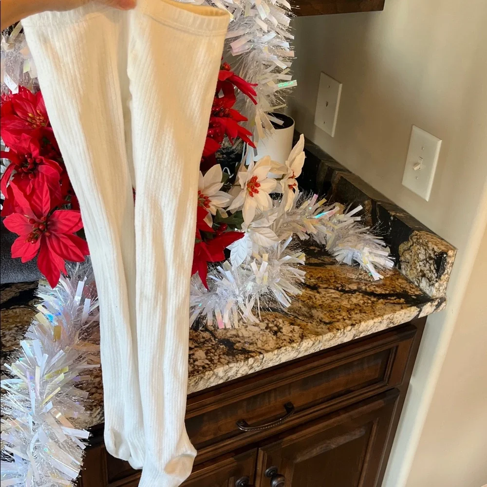 White Knit Tights Girls 7-10